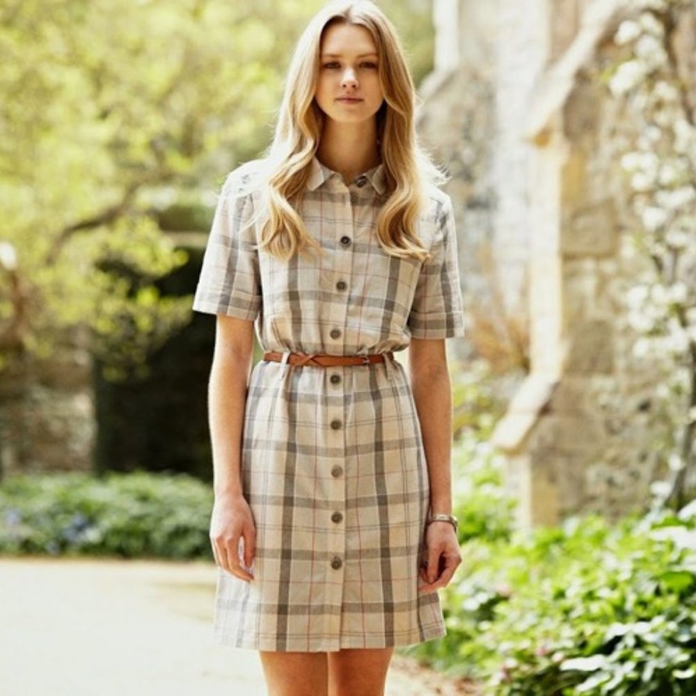 Barbour Glaisnock Linen Blend Tartan Plaid Dress 6 - Picture 12 of 12